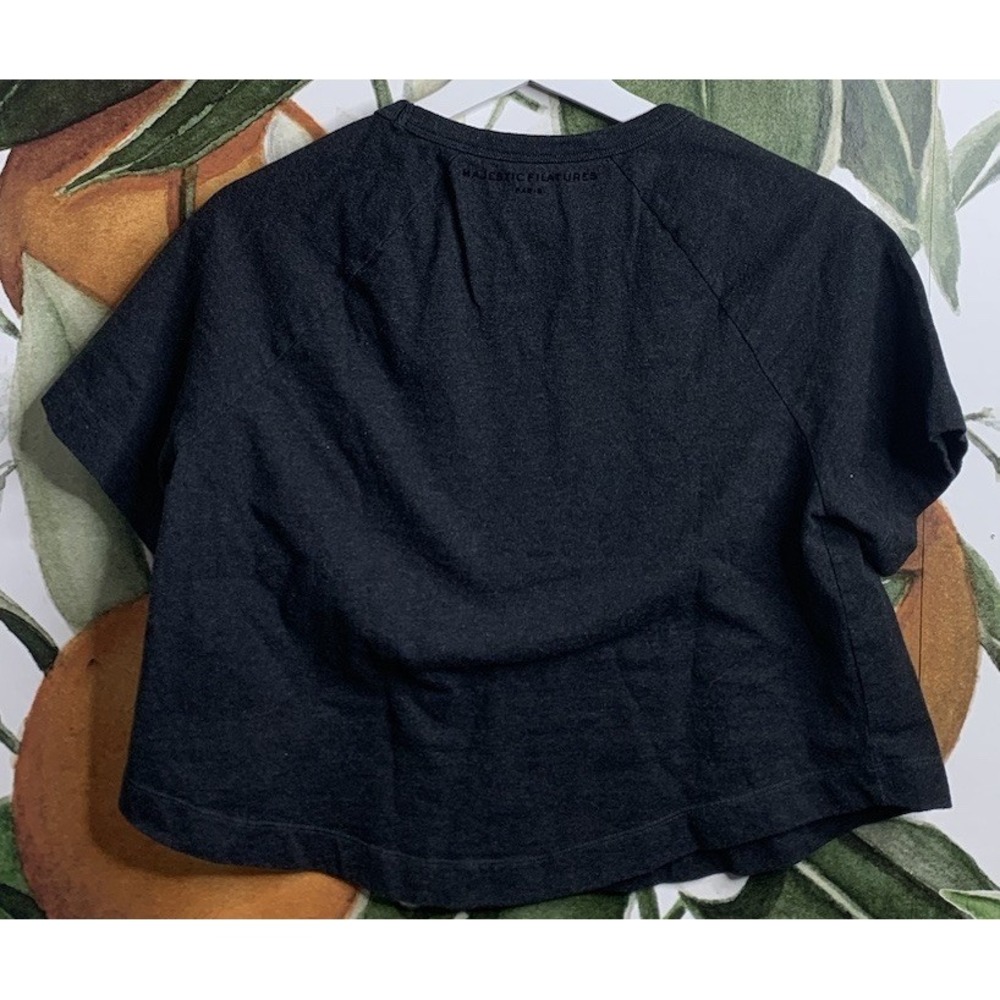Majestic Filatures Size 1 US XS Gray Deluxe Cropped Tee Shirt Organic Cotton - Picture 4 of 5